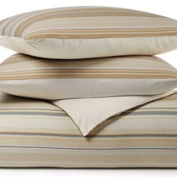 OAKE Yarn Dye Stripe Sham, European, Wheat - Picture 2 of 3